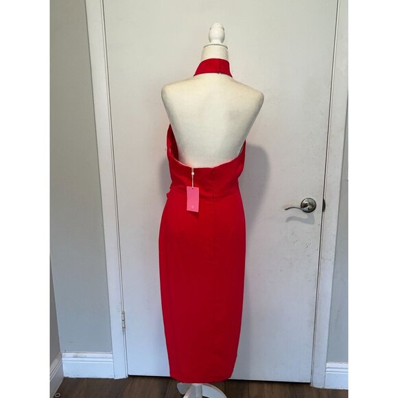 NWT Amanda Uprichard Emilana Halter Neck Midi Dress Women size Large ($238) - Picture 6 of 12